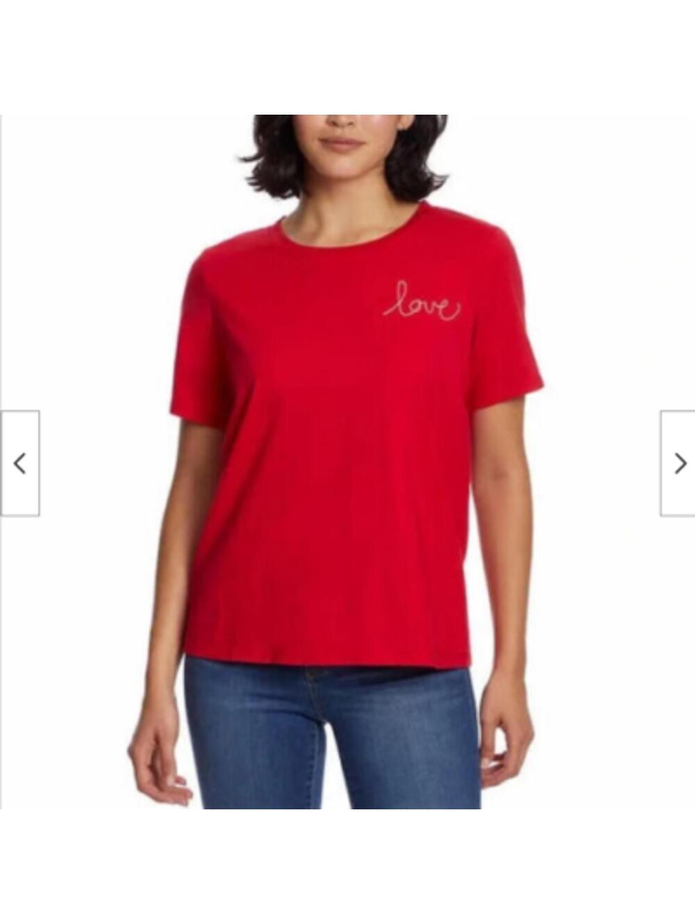 Ella Moss Red “Love” Graphic Tee Shirt Size Large Short Sleeve